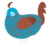 A cerulean and russet chicken with a lace pattern
