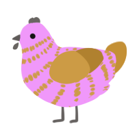 A lavender and gold chicken with a bar pattern