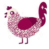 화조도, a cream and maroon chicken with a double-lace pattern