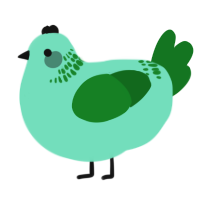 A mint and leaf chicken with a neck-band pattern