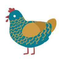 A sea and gold chicken with a lace pattern