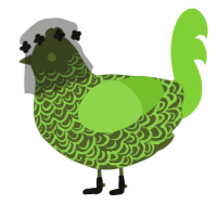 A olive and grass chicken with a double-lace pattern