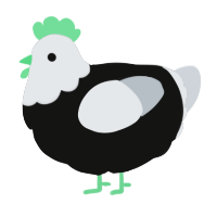 A black and mist chicken with a head pattern