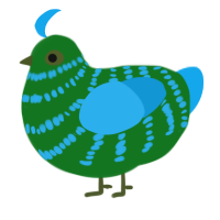 Bittergiggle, a leaf and sky chicken with a bar pattern