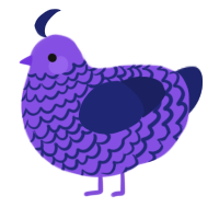A blurple and navy chicken with a lace pattern
