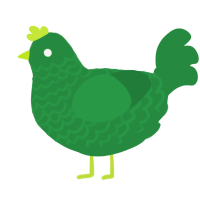 A viridian chicken with a lace pattern