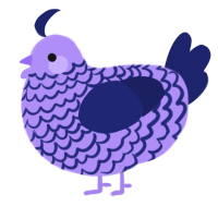 A lilac and navy chicken with a lace pattern