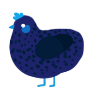 A navy and tumblr chicken with a speckle pattern