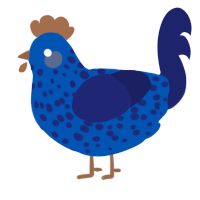 A ultramarine and navy chicken with a speckle pattern