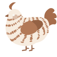 A cream and brown chicken with a bar pattern