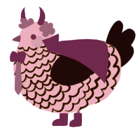 A lavender and black chicken with a lace pattern