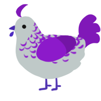 A silver and violet chicken with a half-lace pattern