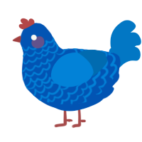 A ultramarine and sapphire chicken with a lace pattern