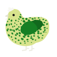A lemon and leaf chicken with a speckle pattern