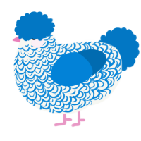 A white and sapphire chicken with a double-lace pattern