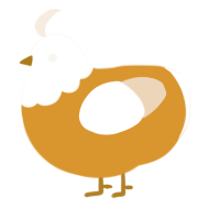 Fried Egg, a orange and cream chicken with a head pattern