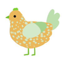 A honey and gluppy chicken with a speckle pattern
