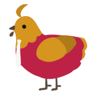 sissel, a crimson and ochre chicken with a head pattern