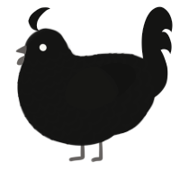 A black chicken with a lace pattern
