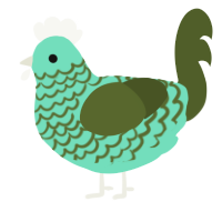 A mint and olive chicken with a lace pattern