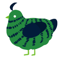 A viridian and tumblr chicken with a bar pattern