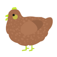 A brown chicken with a speckle pattern