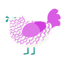 A white and orchid chicken with a lace pattern