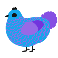 A sky and blurple chicken with a lace pattern