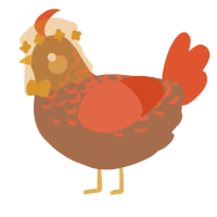 A brown and vermilion chicken with a half-lace pattern