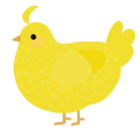 A yellow chicken with a speckle pattern