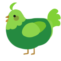 A viridian and grass chicken with a head pattern