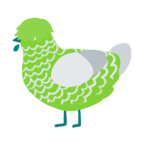 A grass and mist chicken with a lace pattern