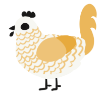 A white and honey chicken with a lace pattern