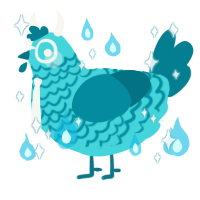 A aqua and sea chicken with a lace pattern