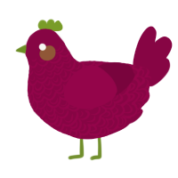 A maroon chicken with a double-lace pattern