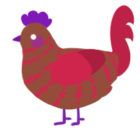 A russet and crimson chicken with a bar pattern