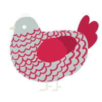 A silver and crimson chicken with a lace pattern