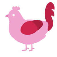A pink and crimson chicken