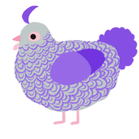 A silver and blurple chicken with a double-lace pattern