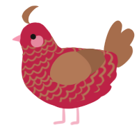 A crimson and brown chicken with a lace pattern