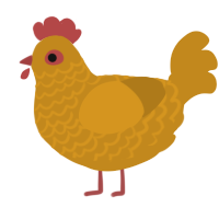 A ochre chicken with a lace pattern