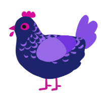 A navy and blurple chicken with a half-lace pattern