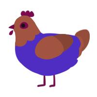 Blueberry Oats, a indigo and russet chicken with a head pattern