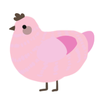A rose and pink chicken with a bar pattern