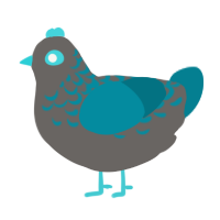 A grey and sea chicken with a half-lace pattern