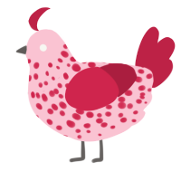 A rose and crimson chicken with a speckle pattern