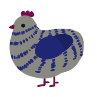 Blue Stilton, a ash and navy chicken with a bar pattern