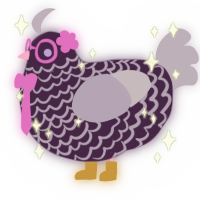 A gluppy and olive chicken with a lace pattern