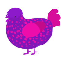 Wensleydale, a violet and fuchsia chicken with a speckle pattern
