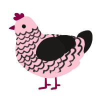 A rose and sable chicken with a lace pattern
